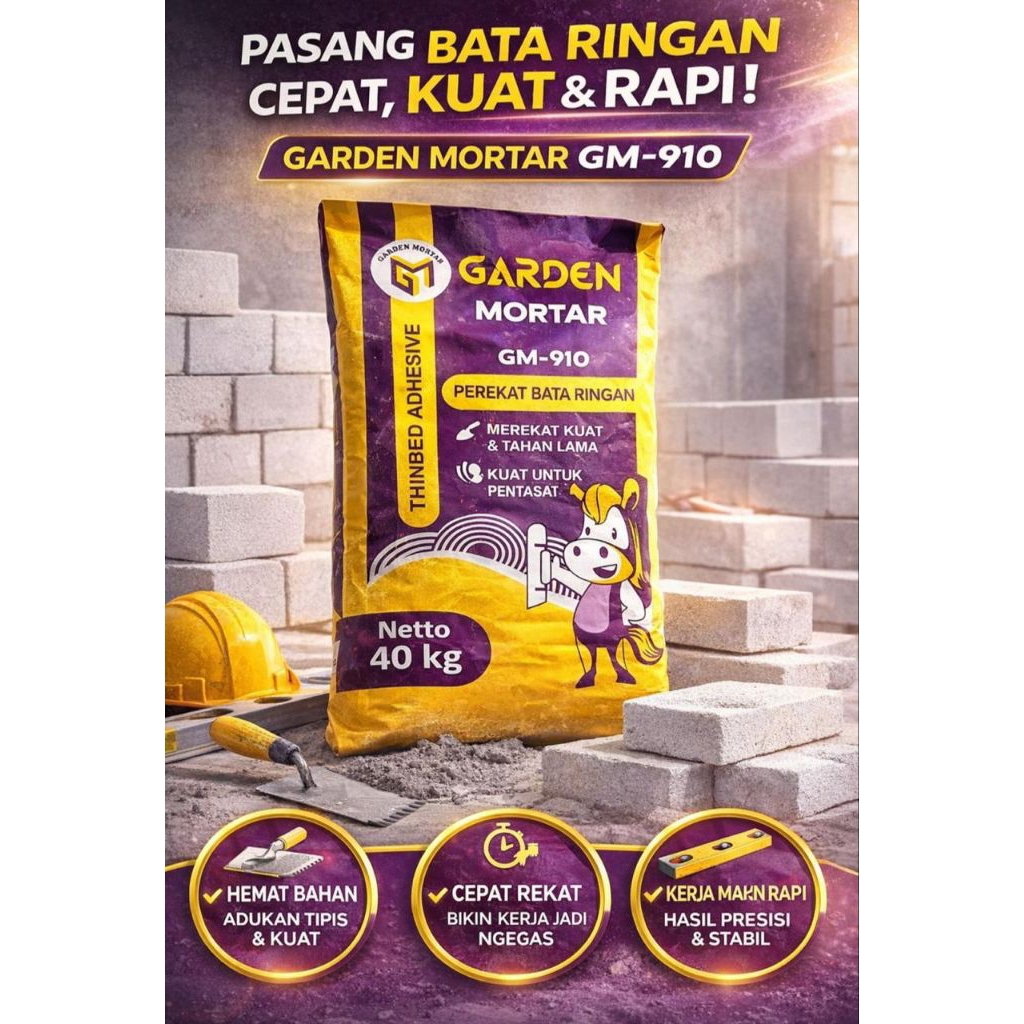 GM - 910 Mortar Perekat bata ringan/hebel/Thinbed *40kg