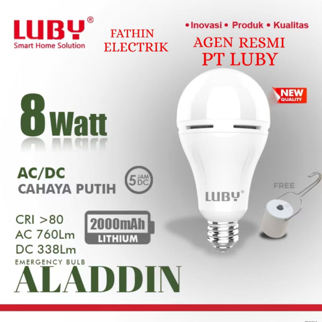 EMERGENCY LED LUBY / LAMPU LED LUBY ALADIN 8W
