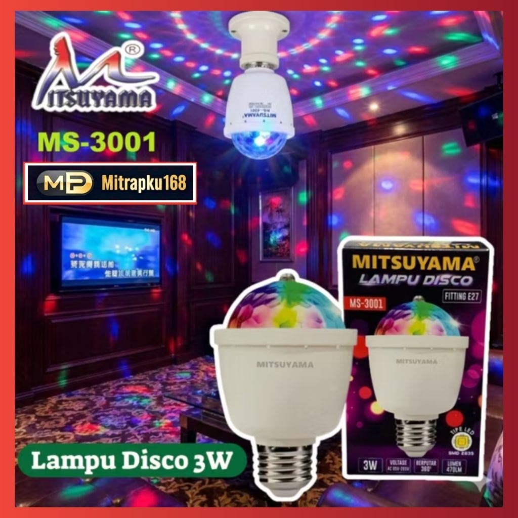 Lampu Led Warna Warni Mitsuyama MS-3001 Fiting E27 / Lampu Disco Mitsuyama MS3001