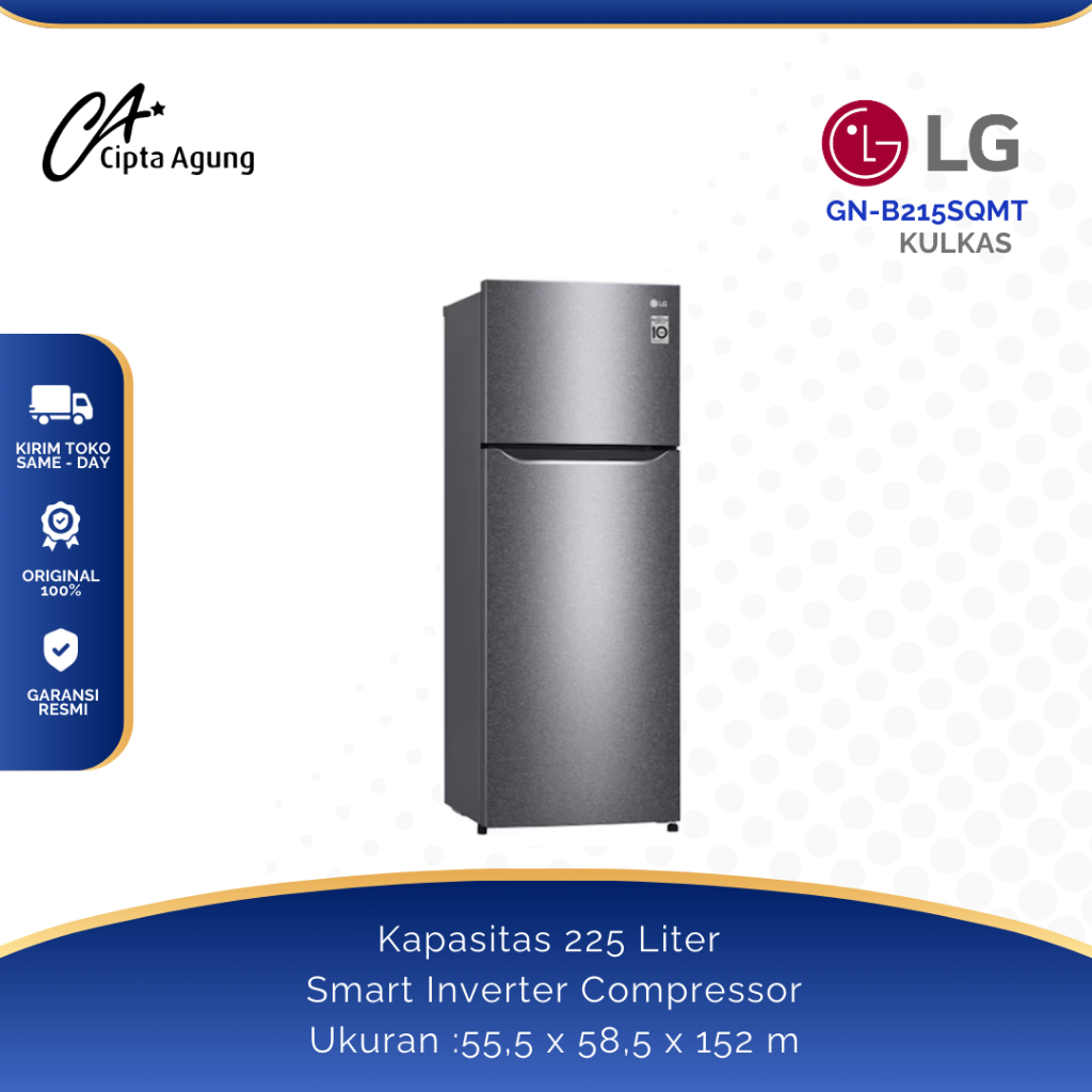 KULKAS LG Lemari Es 2 Pintu 225L 225 LITER LG GN-B 215 SQMT GNB 215 SQMT GN B 215 SQMT GNB215 SQMT G