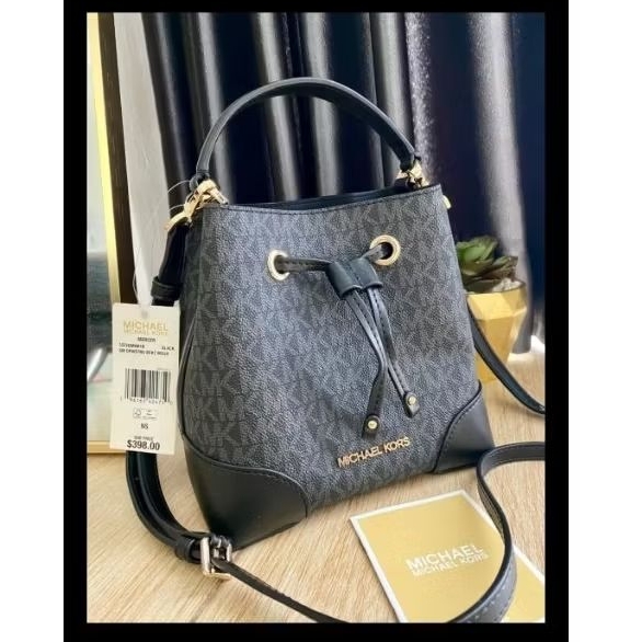 Ready MK Mercer Small Drawstring Bucket Messenger Black