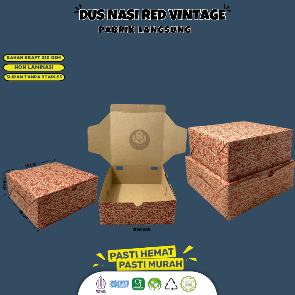 Box Nasi Kotak 18x18 Box Catering 18x18 (B4K335-18X18X7.5 Cm)