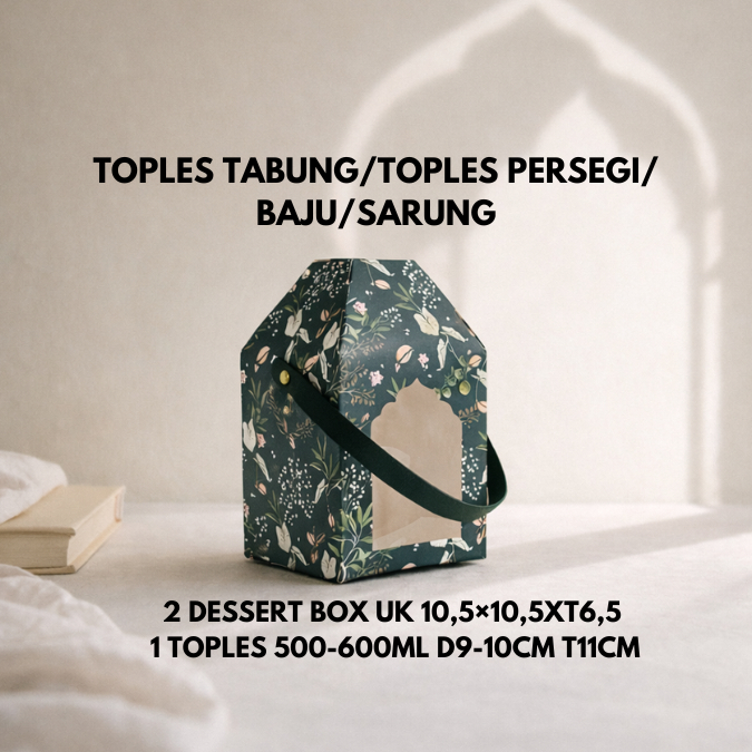 Box Lebaran Tas Lentera Bunga Hijau Idul Fitri dus toples kue kering kotak Hampes lebaran 1 Toples 5