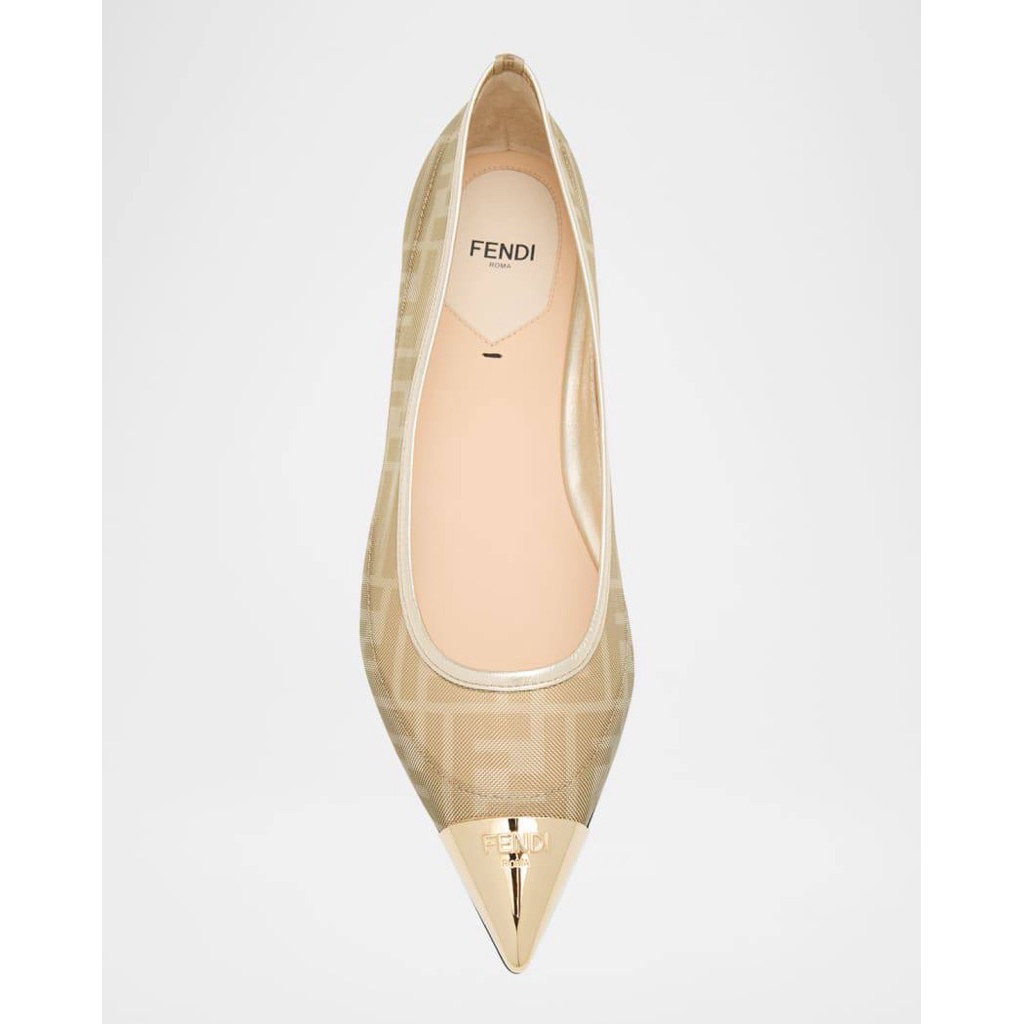 Fendi Colibri Mesh Cap- Toe Ballerina Flats Original