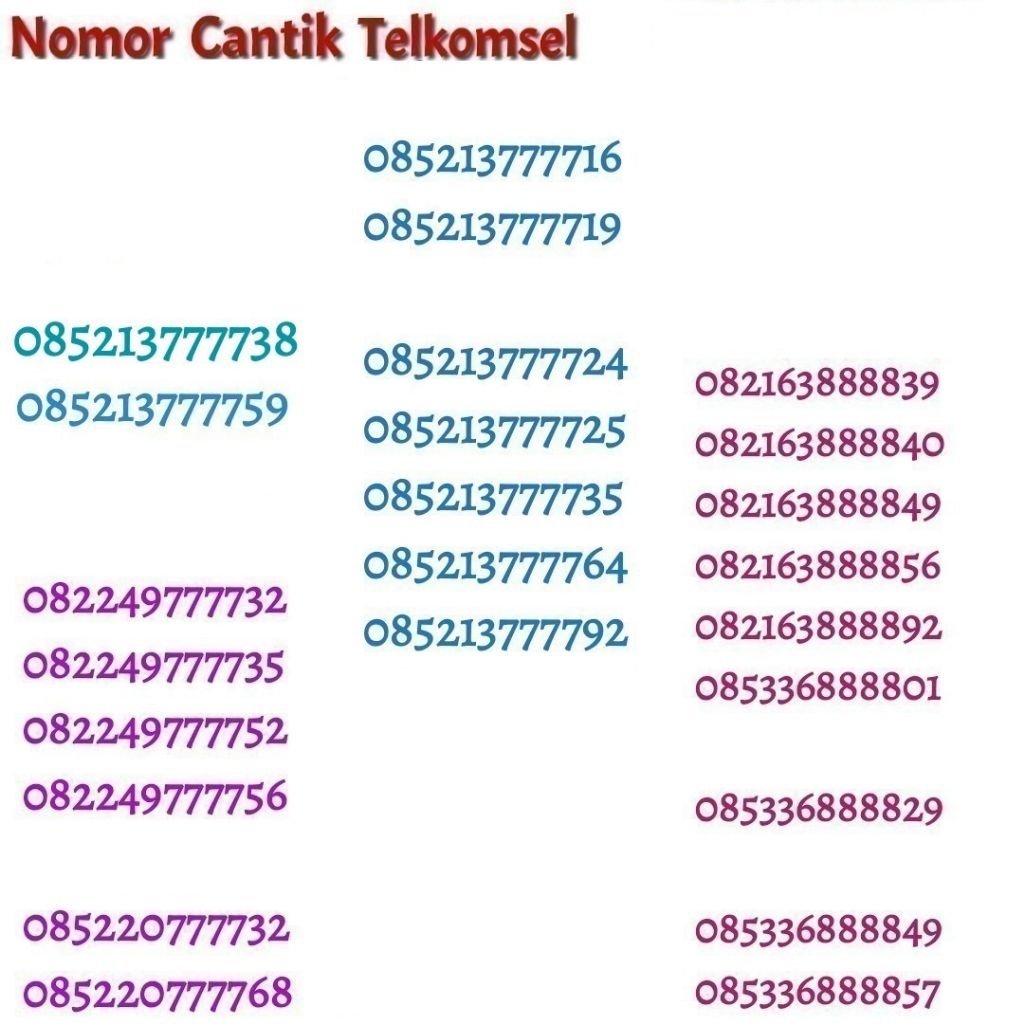 PERDANA Telkomsel cantik 7777xx, 8888xx