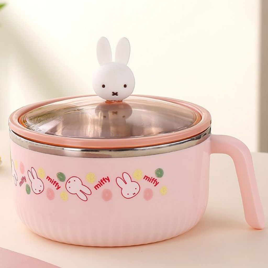 Miffy Noodle Bowl Stainless Mangkok Tutup