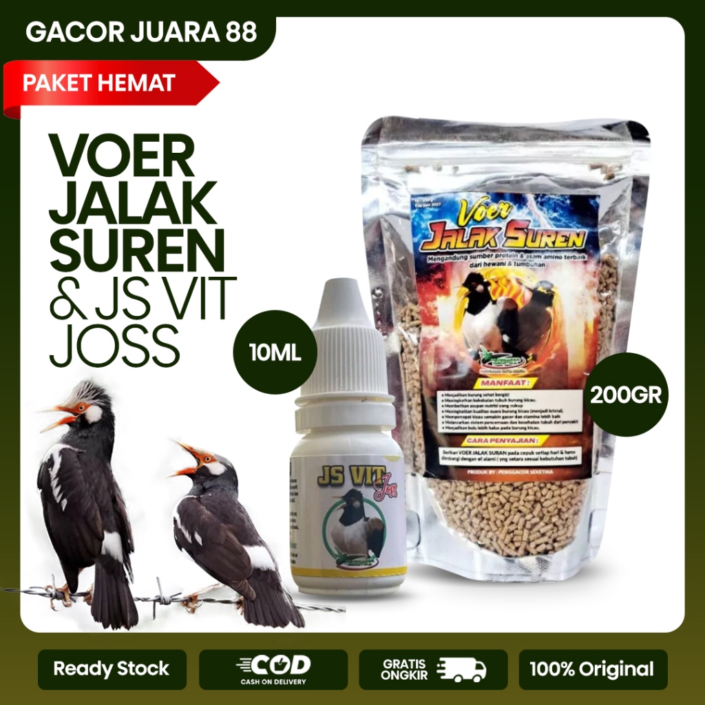 [PAKET HEMAT JALAK GACOR] Voer Jalak Suren 200g + Vitamin JS VIT Joss 10ml