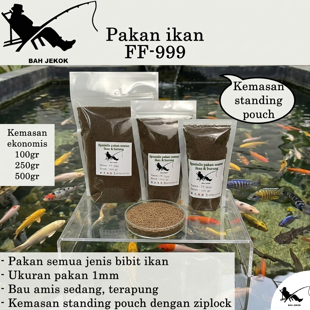 Pelet FF-999 Pakan Ikan Lele Mas Nila Gabus dll di kolam & Akuarium SP (100gr - 500gr).