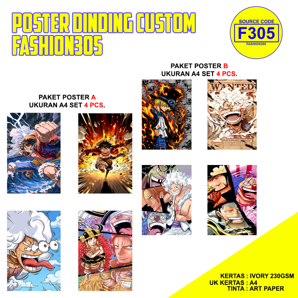 POSTER ANIME ONE PIECE LUFFY WALLPAPER DINDING