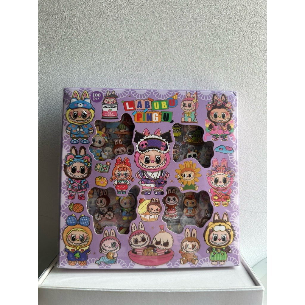 (NEW) Stiker labubu lucu / 100 lembar/kotak / stiker karakter tahan air / stiker dekoratif kartun