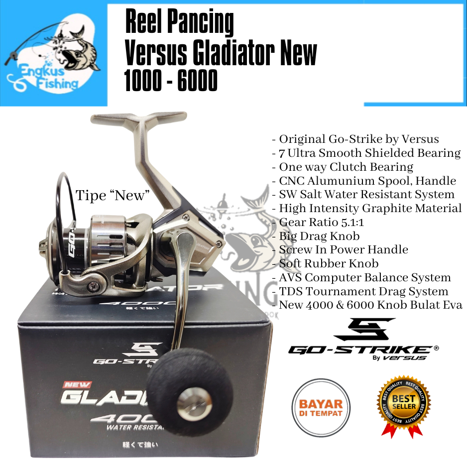 Reel Pancing VERSUS GLADIATOR NEW 1000 - 6000 (7 Seal Bearing) Murah - Engkus Fishing