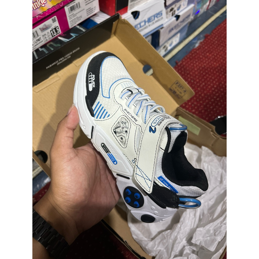 Skechers Gametronix 2.0 Kids (White/Black/Blue) Original BNIB
