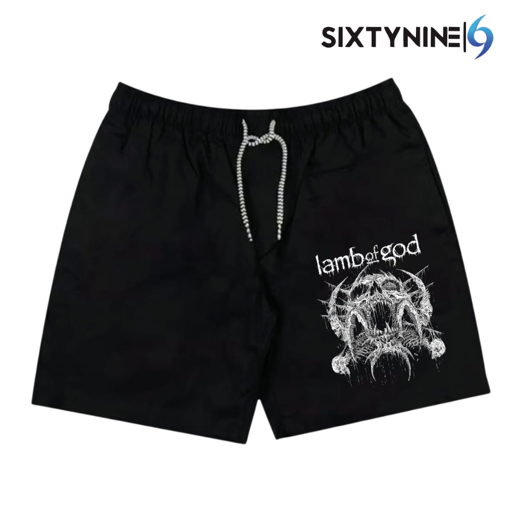 Celana Pendek Pria Wanita Distro Bahan Plece Premium Nyaman tebal dan lembut motif band metal