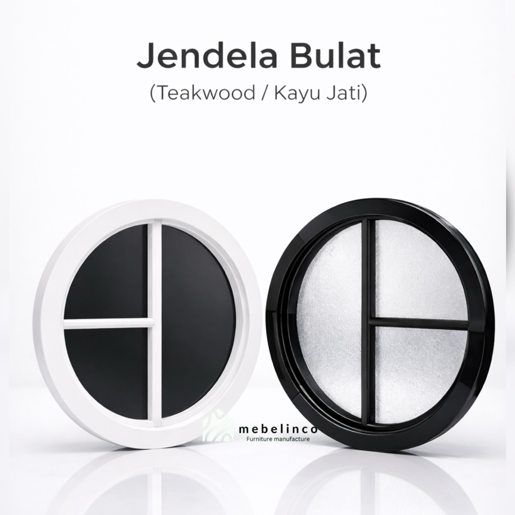 Jendela Kusen Bulat Putar Kayu - Jendela Kayu Minimalis - Kusen Jendela Kayu Jati - Jendela Rumah JB