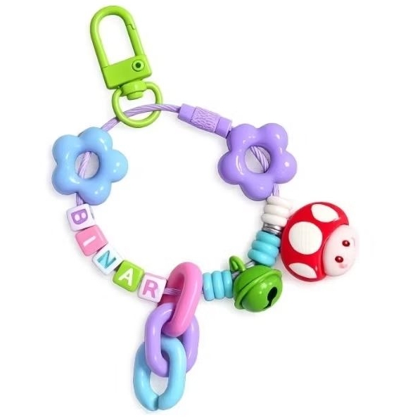 [MOTS.BEADS] - Custom Gantungan Kunci Lucu Bunga Akrilik - Model Pink, Aksesori Tas dan Kunci Fashio