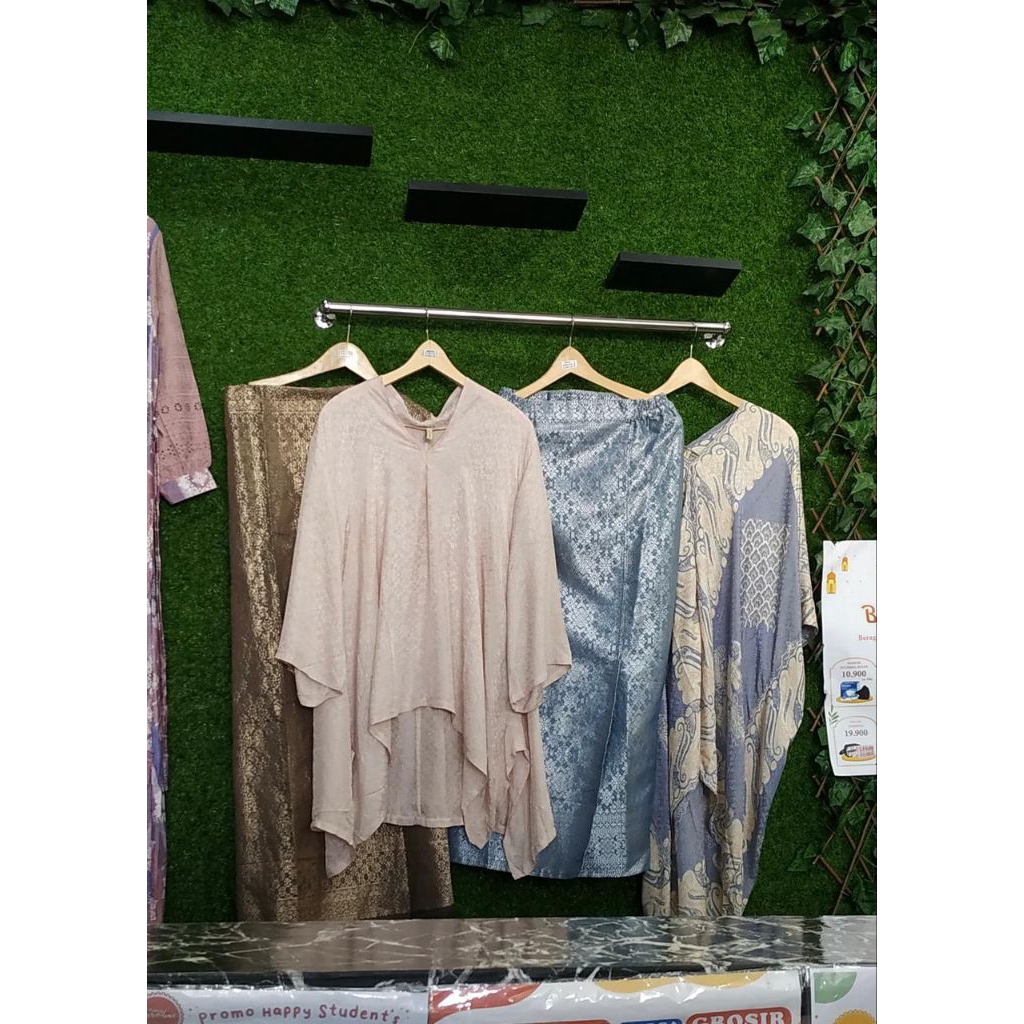 Ruby set kebaya / Blouse viscose dan rok lilit songket one set tunik kaftan lebaran