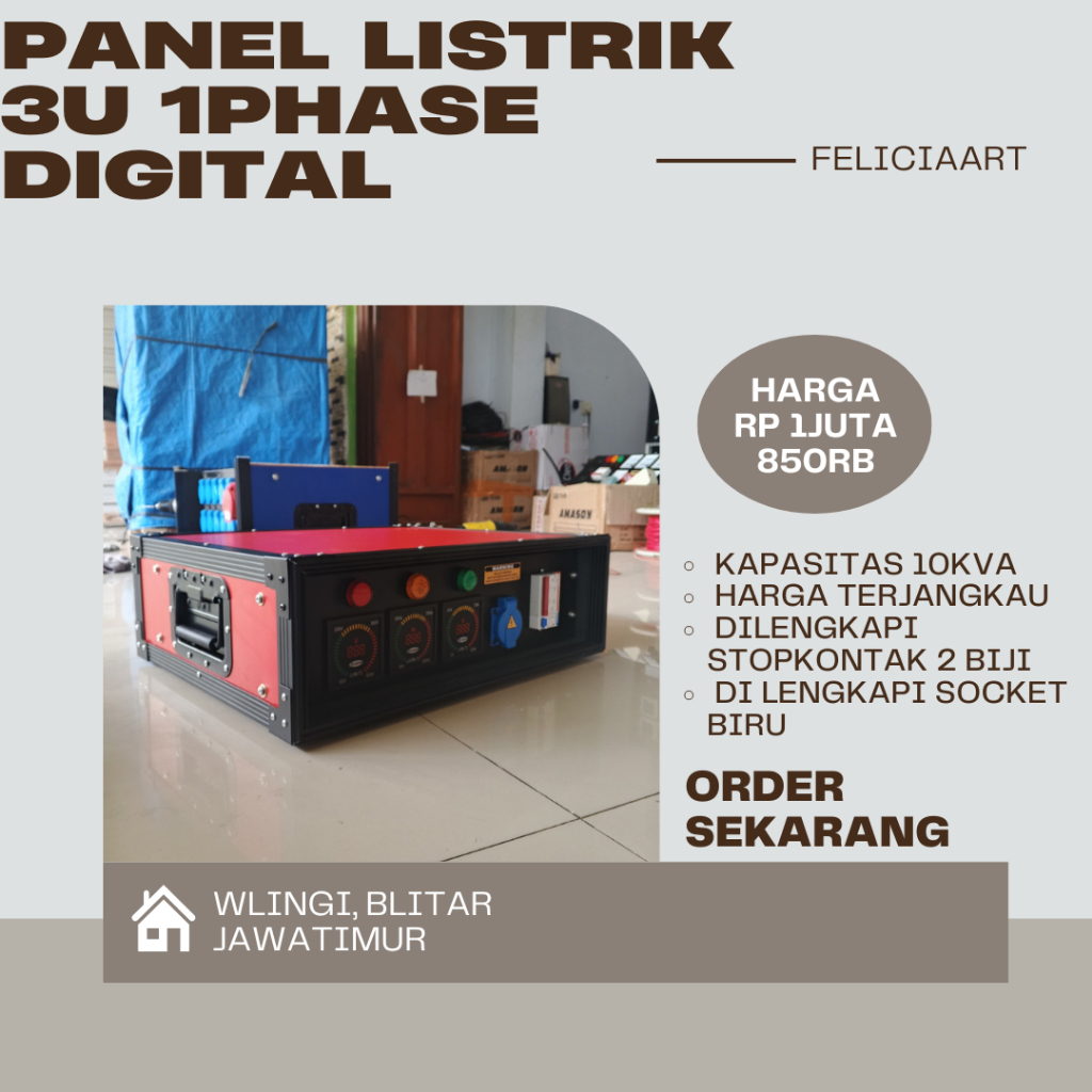 panel listrik 3u 1phase digital
