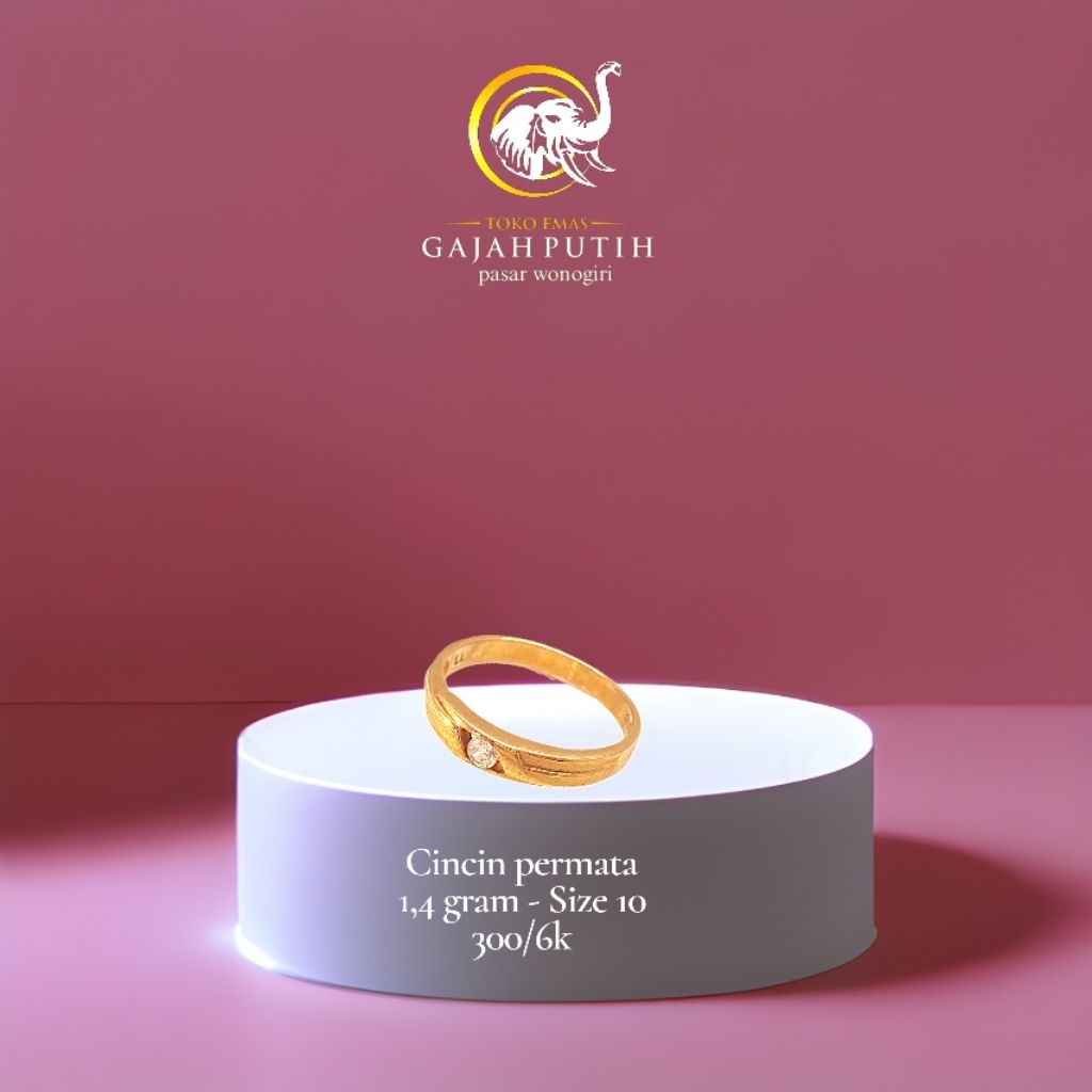 Cincin emas permata 1,4 gram