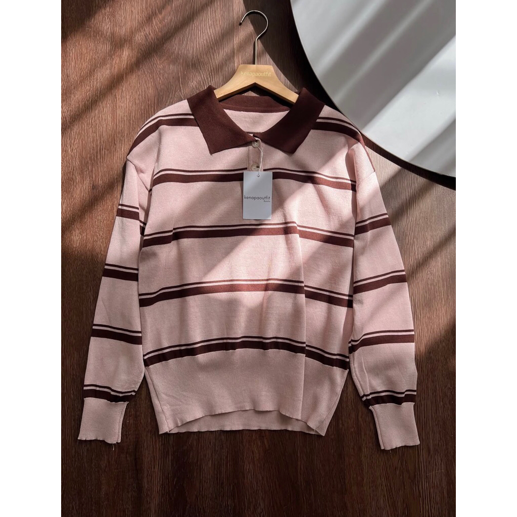 knit strip half button