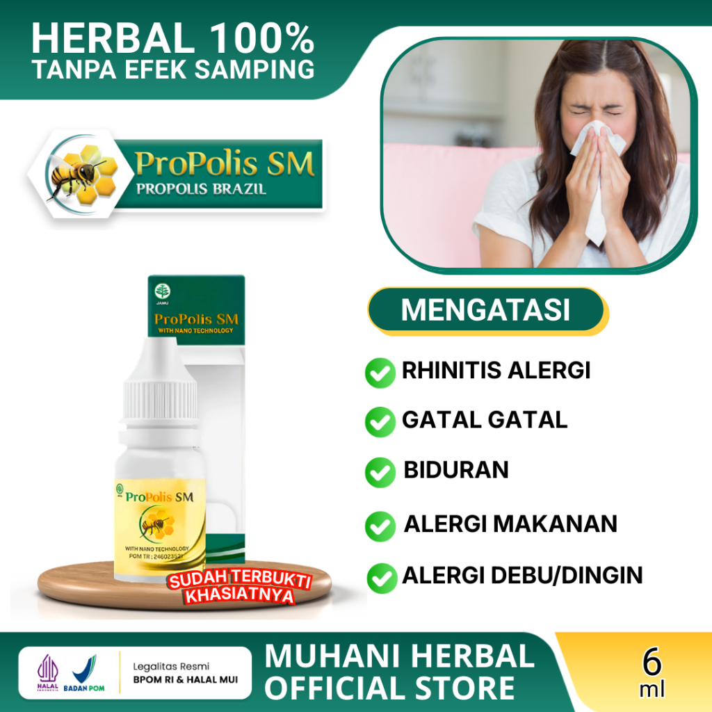 Obat Alergi Rhinitis Gatal Gatal dan Biduran, Alergi Makanan, Alergi Debu, Alergi Dingin | Propolis 
