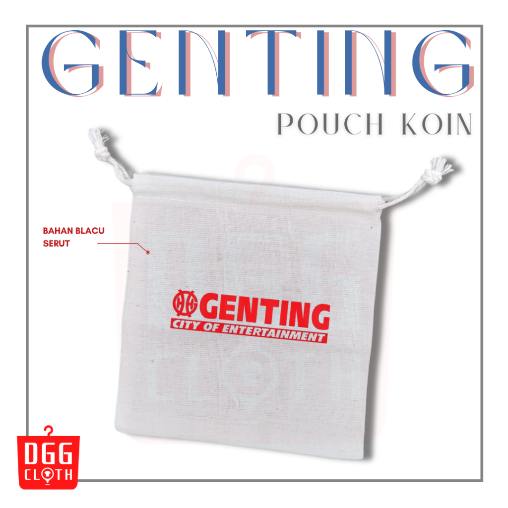 DGGCloth Pouch Koin Souvenir Genting Highland Skyworld Dompet Koin Oleh Oleh Malaysia Bahan Blacu Ta