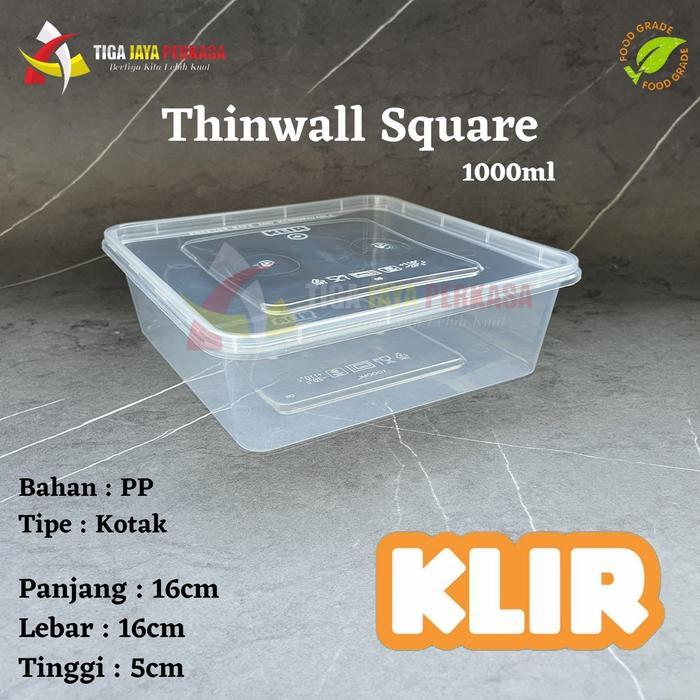 Thinwall Klir Square 1000 ml / Kotak 1000 ml / Thinwall Square @25pcs