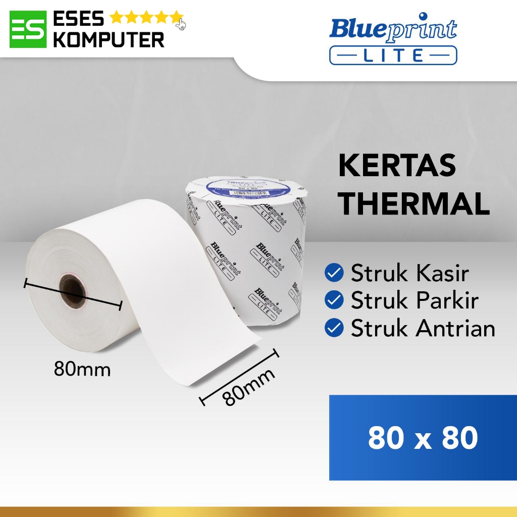 Kertas Thermal Kertas Struk Kasir Tol Blueprint LITE 80x80mm | Thermal Paper 80mm