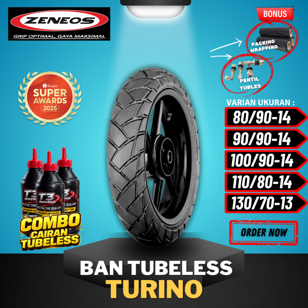 [READY COD] BAN ZENEOS TURINO RING 14 ( 80/90-14 / 90/90-14 / 100/90-14 / 110/80-14 ) BAN TUBELESS Z