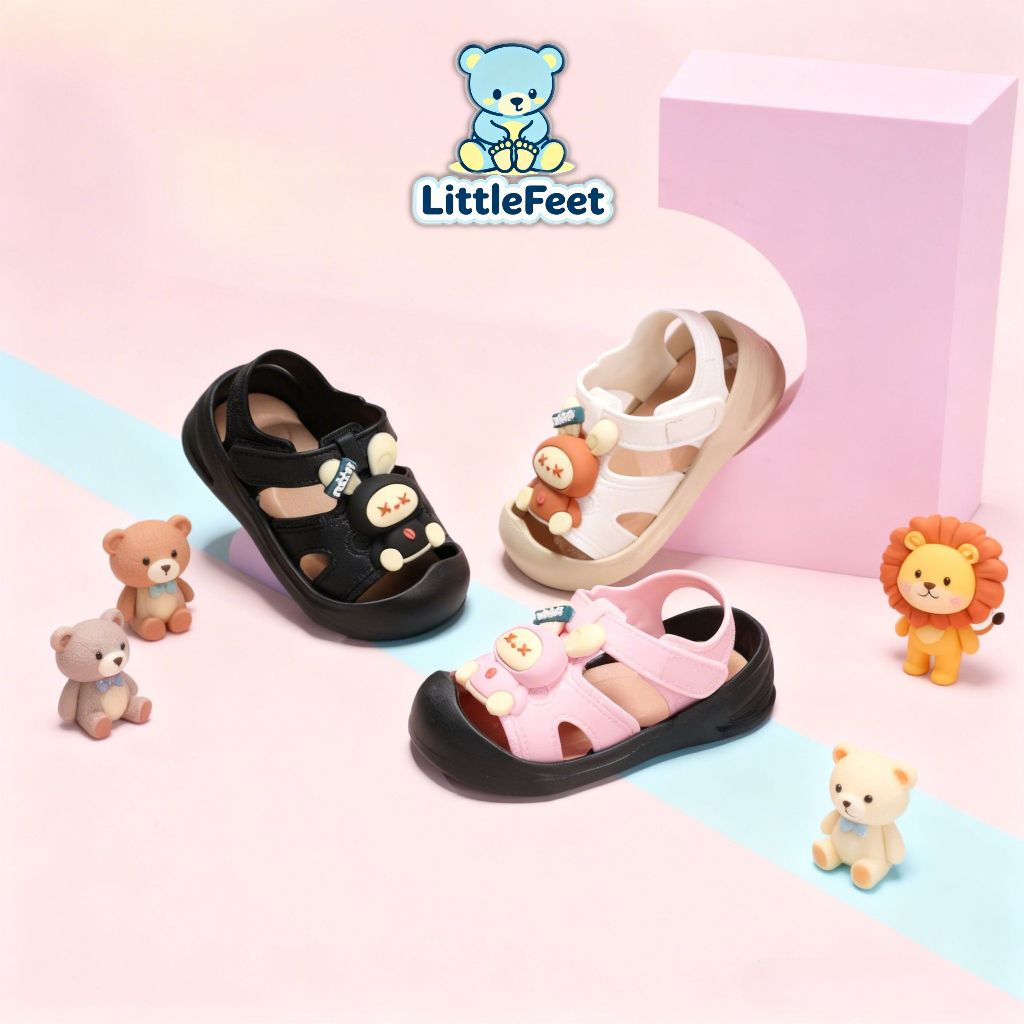 LITTLEFEET Sandal Anak Cewek Cowok Premium Berkualitas Nyaman Umur 2 - 10 Tahun RX912+8