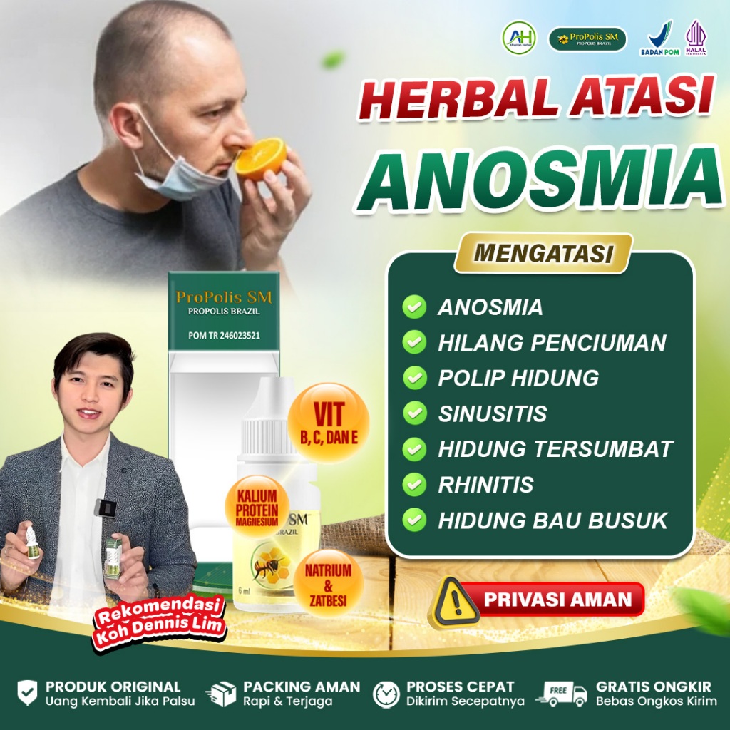 Obat Gangguan Penciuman, Anosmia, Hilang Indra Penciuman, Bau Tidak Tercium - Propolis SM Original