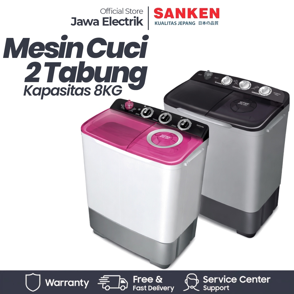 Mesin Cuci Sanken 2 Tabung TW-8600 / TW-8808/ TW-8827 8KG