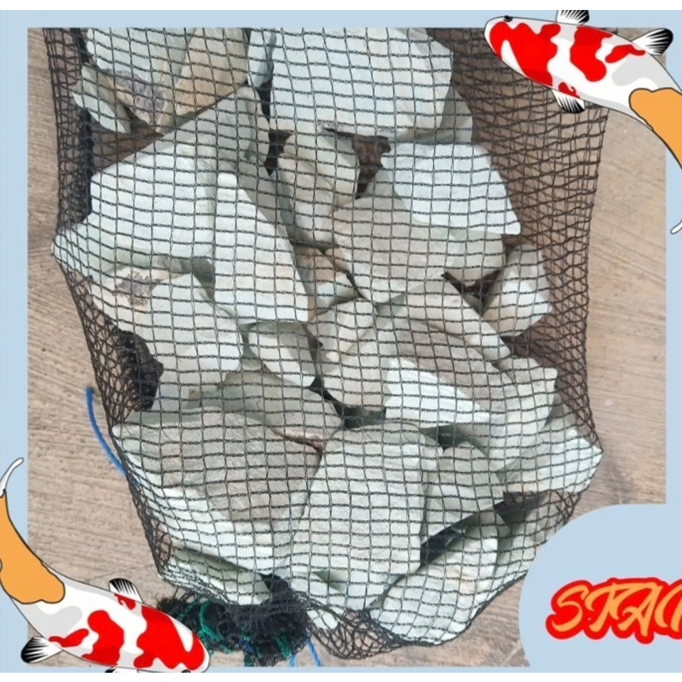 kolam ikan media filter batu zeolite besar plus jaring uk 1 kg