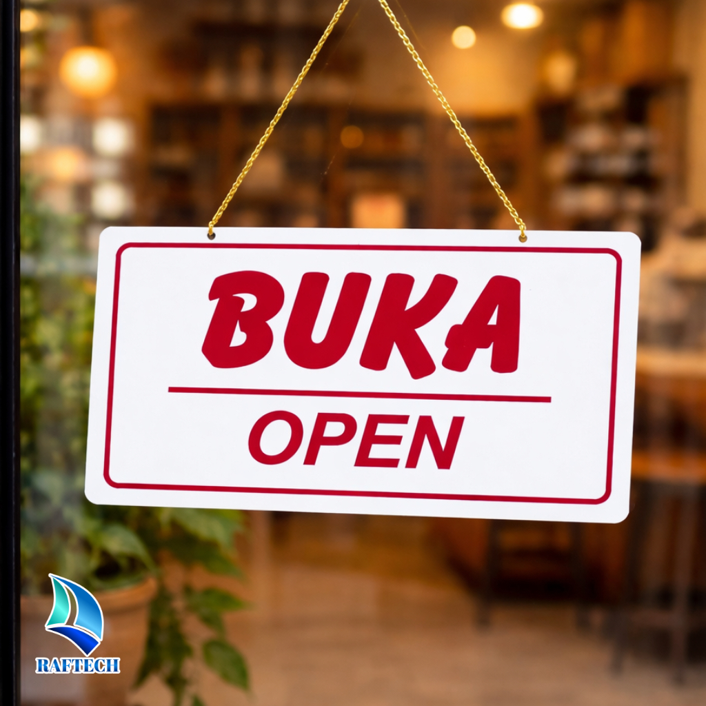 Papan pintu 'open close' gantung / door sign block open close akrilik