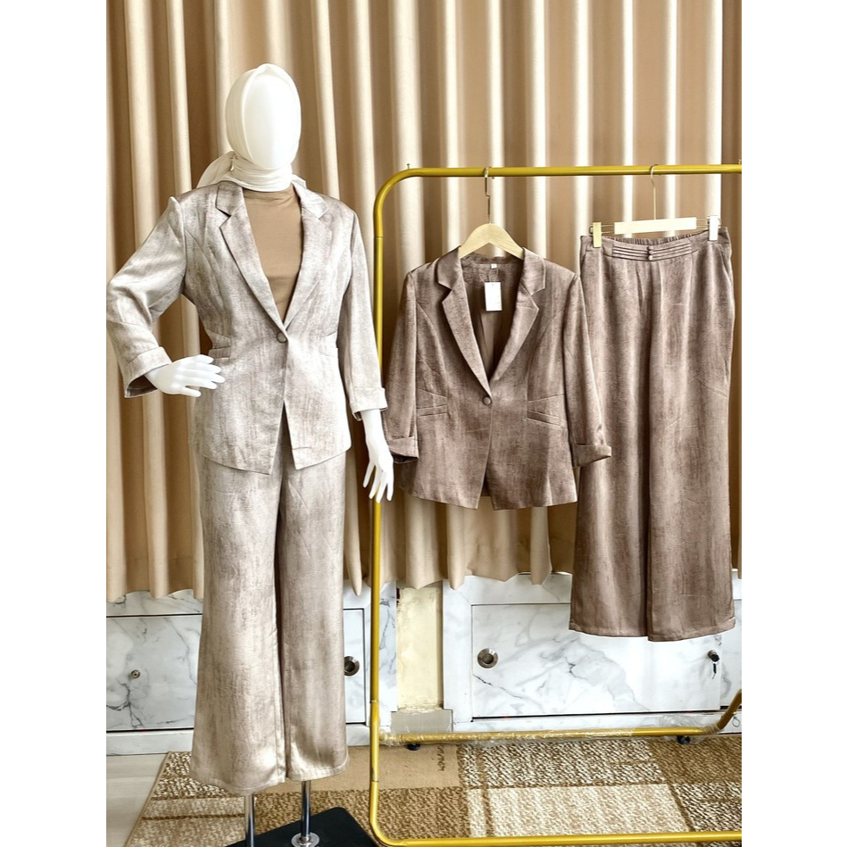 Setelan Blazer Wanita Kulot Highwaist Premium | Blazer Set Fashion Korea