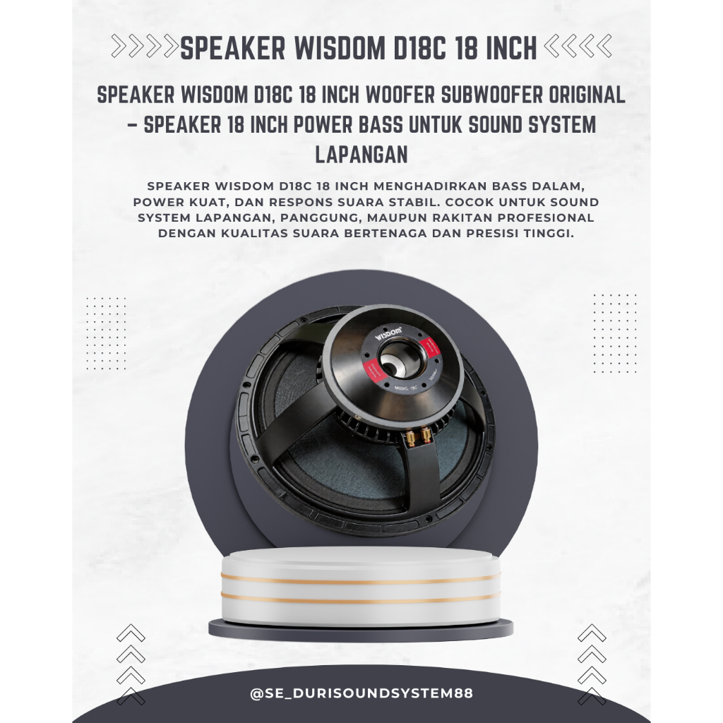 Speaker Wisdom D18C 18 Inch Woofer Subwoofer Original – Speaker 18 Inch Power Bass untuk Sound Syste