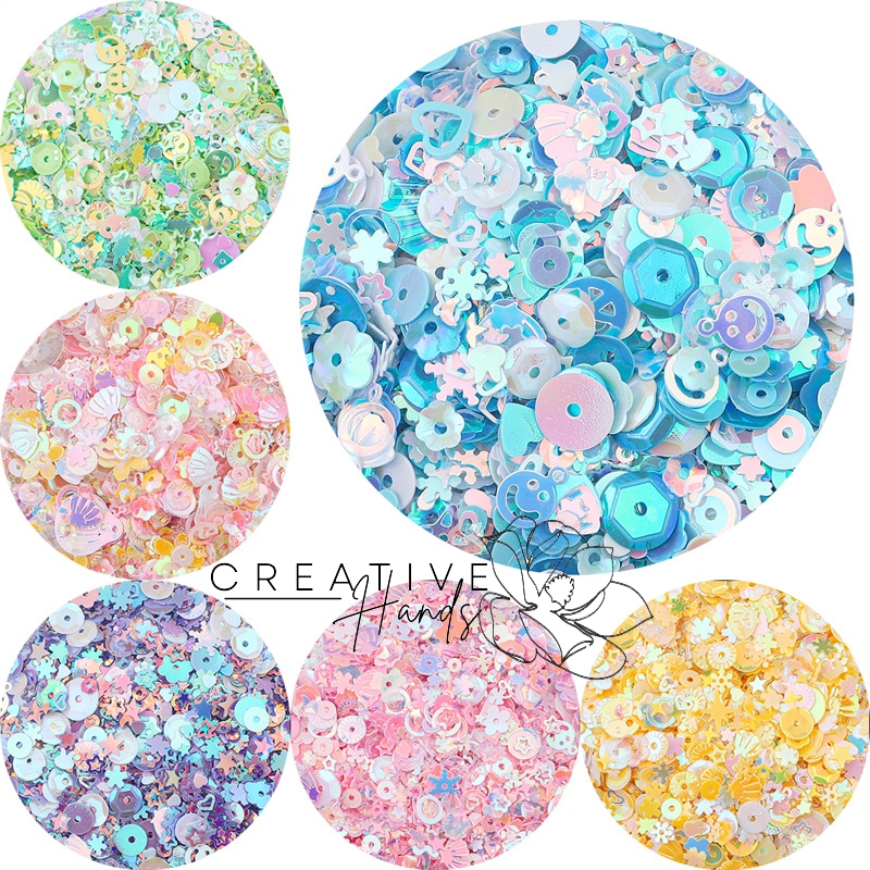 Payet Aneka Bentuk & Warna Campuran Bahan DIY Untuk Pakaian & Aksesori Perhiasan