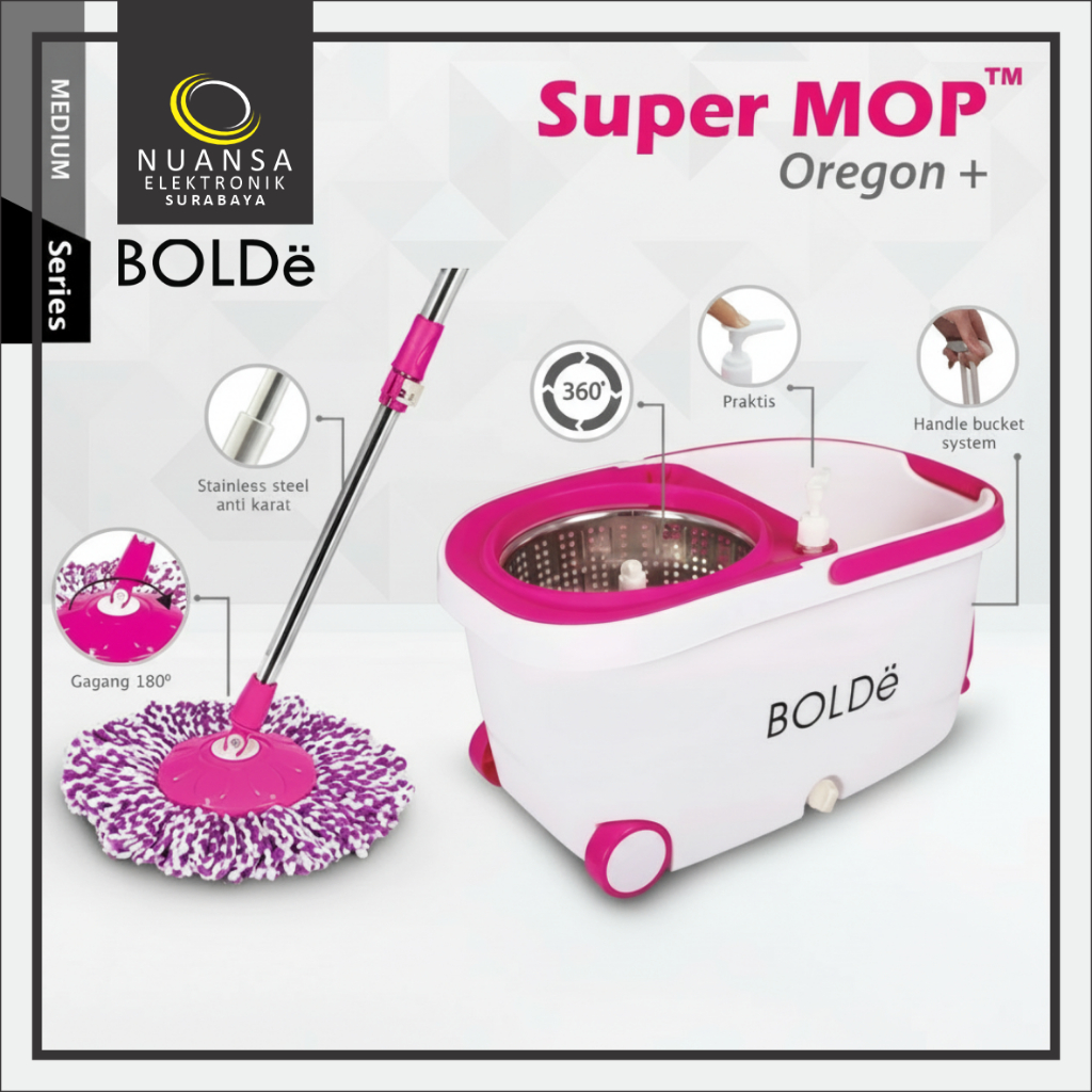 BOLDE OREGON+ Alat Pel Pembersih Lantai Super Mop 7 Liter Spin Oregon Plus Supermop Stainless Murah 