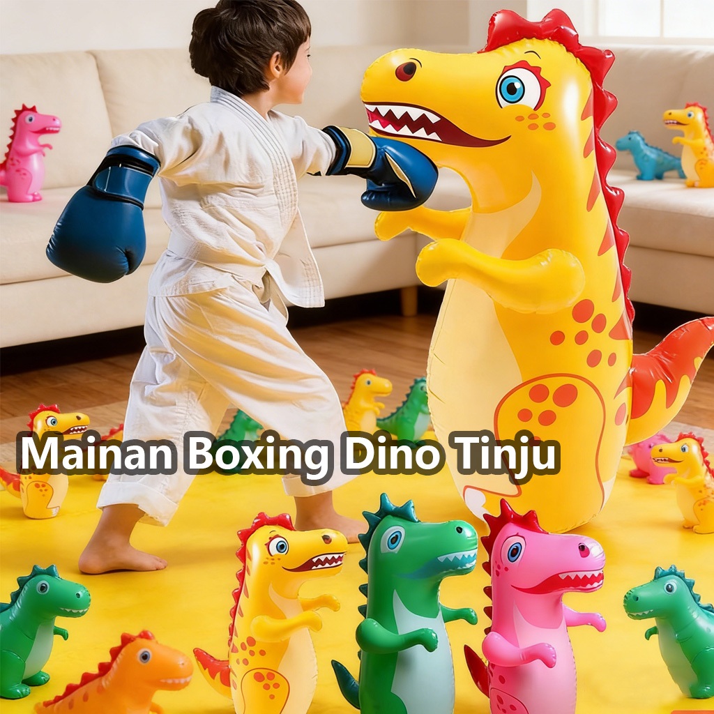 [Penjual lokal] 95cm Mainan Anak Mainan Boxing Dino Tinju Air Dino Tiup Tiang Tinju Berisi Air Dinos