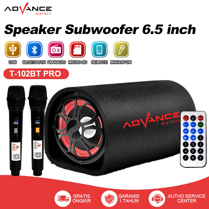 Advance salon aktif bluetooth full bass T-102BT PRO speaker subwoofer 6.5inch speaker bluetooth bass