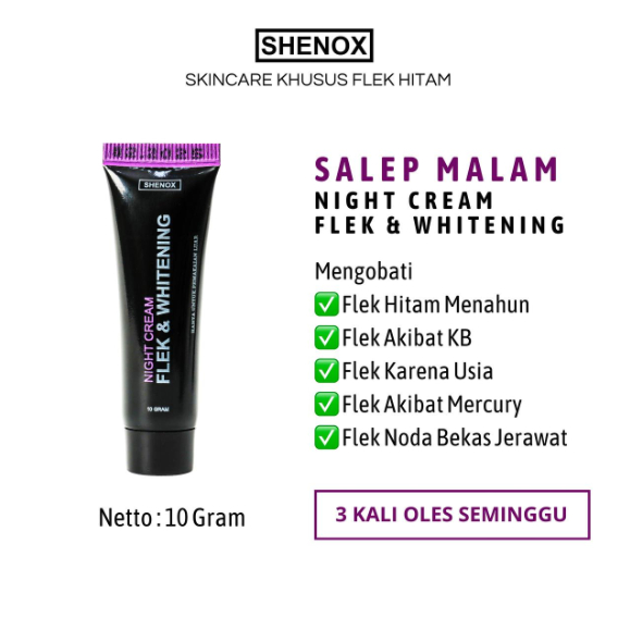 Salep Flek Night Whitening Shenox Skincare Resmi BPOM | Salep Malam Flek Hitam Pencerah Wajah Glowin