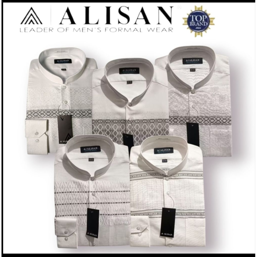 Koko Alisan putih Terbaru Reguler Koko fashion  Lengan Panjang