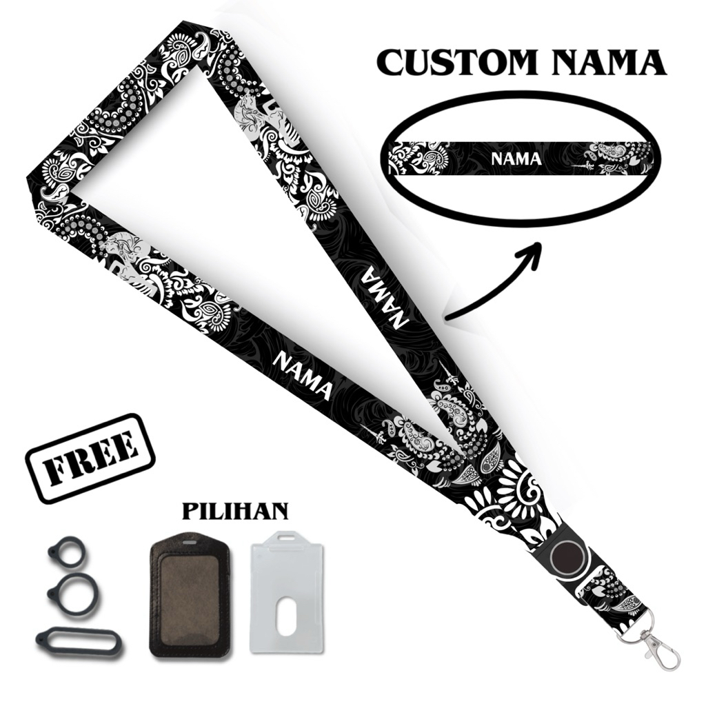 Lanyard Custom Nama White Bleki by Lanyard Queen Lanyard Premium Lanyard Aesthetic Lanyard Hp Lanyar