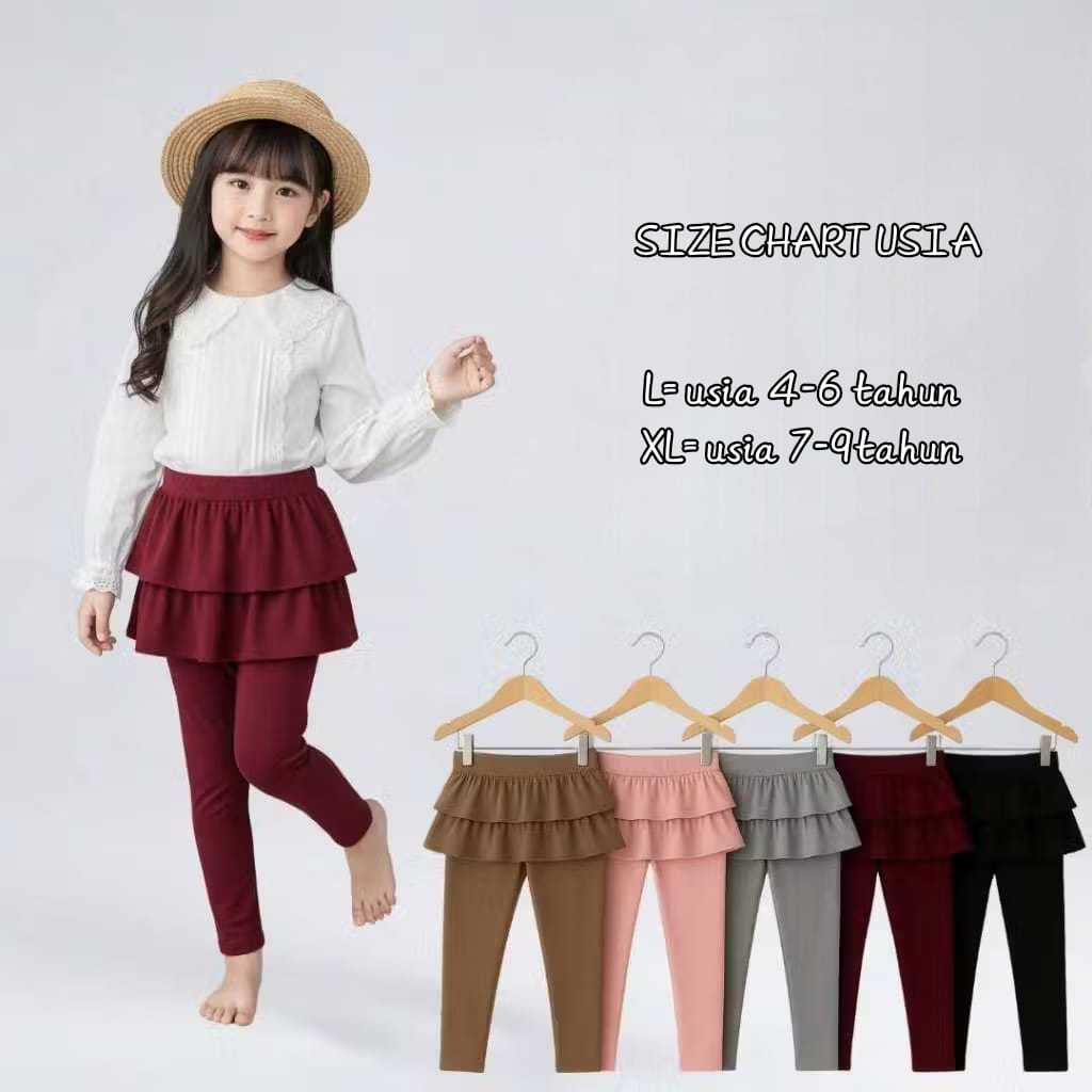 Legging Rok Anak Perempuan – Celana Rok Tumpuk Olahraga Nyaman– Celana Rok Sport Anak Cewek Trendy 4
