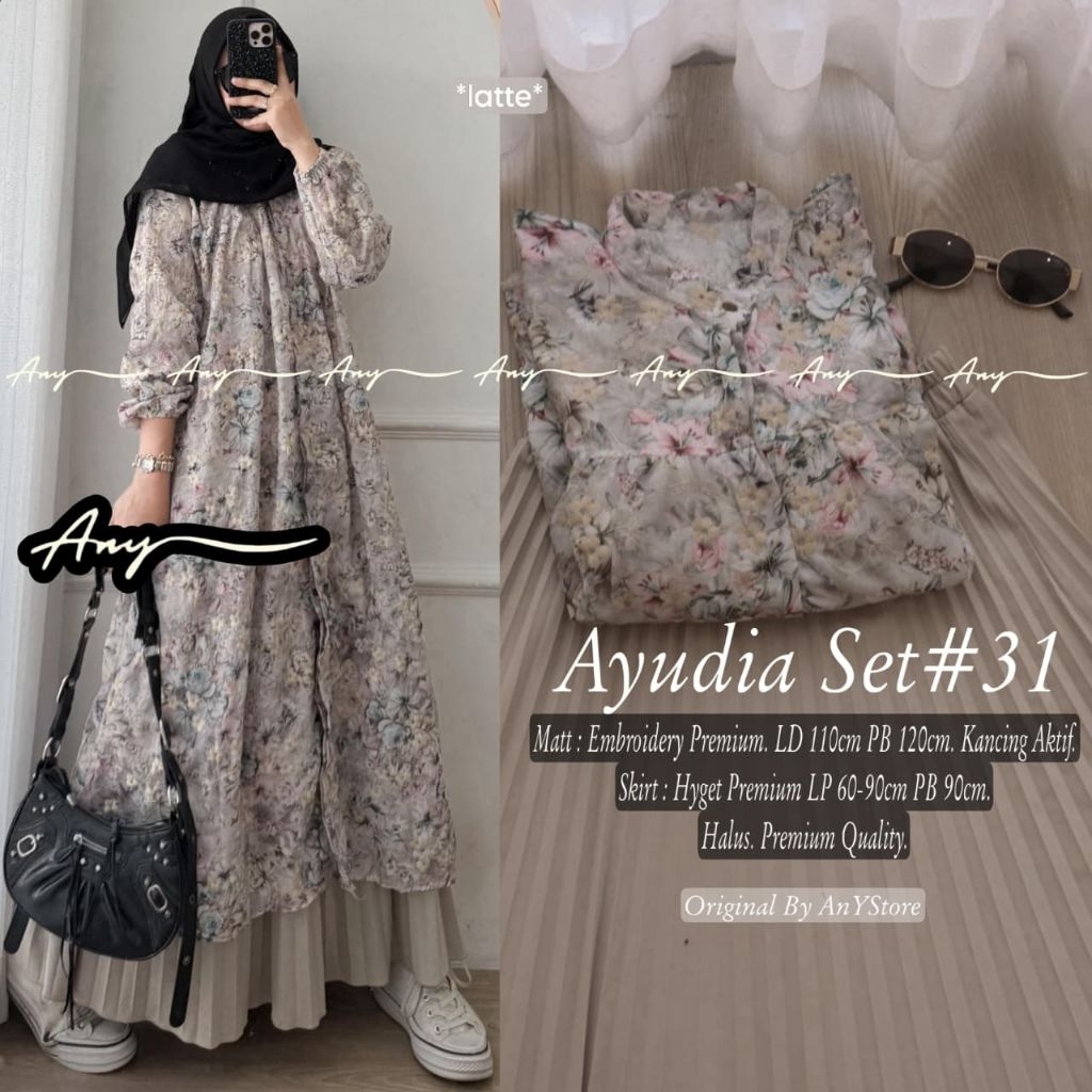 Any -Ayudia #31 Setelan Wanita Embroidery X Hyget Premium FullFuring LD110 • Kancing Aktif