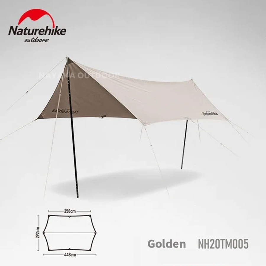 Flysheet Naturehike NH20TM005 Hexagon Tarp Canopy Atap Tenda Camping Piknik Waterproof Dengan Tiang
