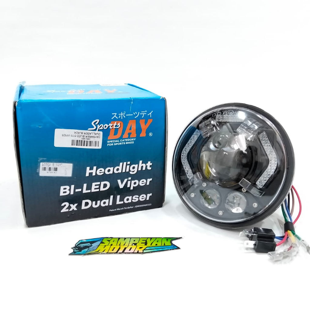 Head Lamp Lampu Depan Variasi Billed Biled Billet Bilet Double Laser Bulat 5.75 Inch Universal CB 12