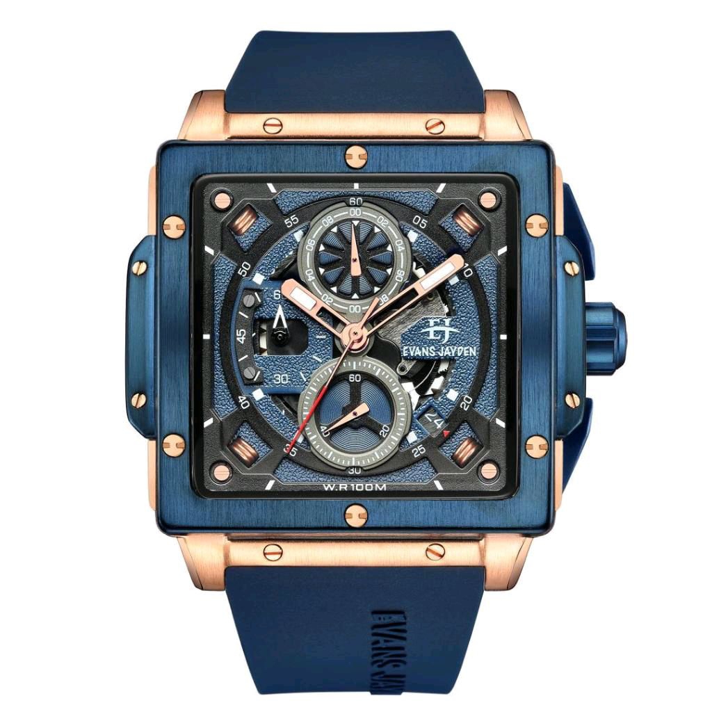 Jam Tangan Pria Evans Jayden 9582 Analog Cronograph Strap Rubber Original Garansi 1 Tahun