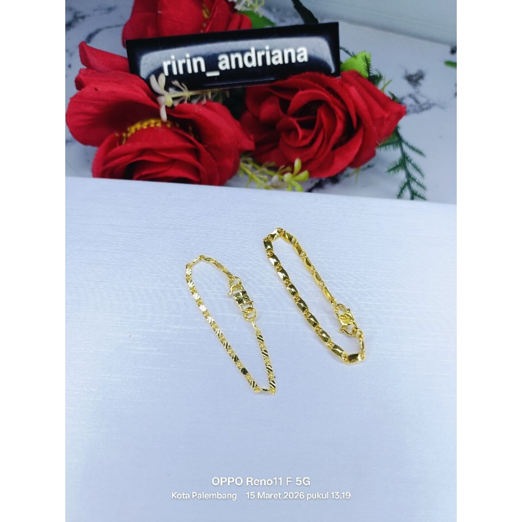 gelang tempe bayi dan anak lapis emas 24k