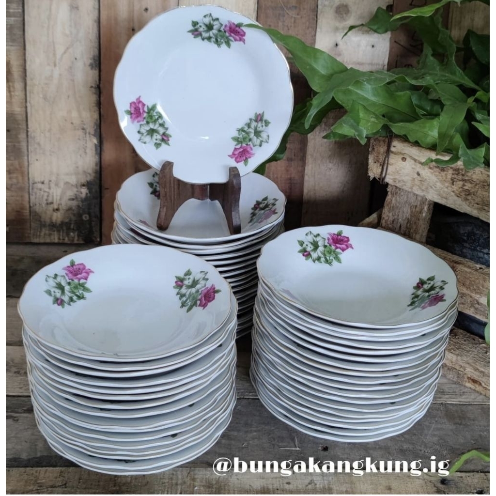 Piring makan cekung kecil bunga kangkung NOS