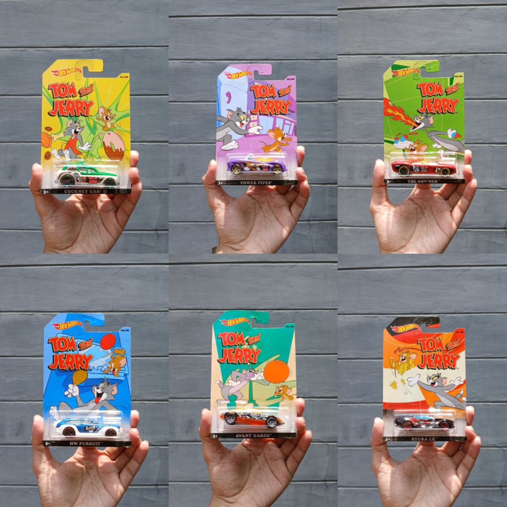HOT WHEELS TOM AND JERRY SERIES SET 6 PIECES ORIGINAL ( CARD NOT MINT // CARD TIDAK MULUS )